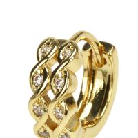 Einfache 8-förmige Zweireihige Vergoldete Kupferohrringe Mit Diamanten, Weiblich main image 5