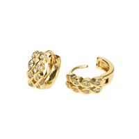 Simple 8-shaped Double Row Diamond Gold-plated Copper Earrings Female main image 6
