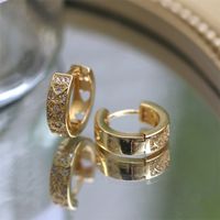 Fashion Geometric Heart Circle Diamond Gold-plated Copper Earring main image 3