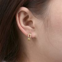 Fashion New Copper Inlaid Zircon Hollow Chain Gold-plated Circle Earrings main image 3