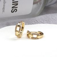 Fashion New Copper Inlaid Zircon Hollow Chain Gold-plated Circle Earrings main image 4