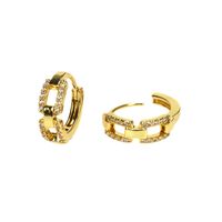 Fashion New Copper Inlaid Zircon Hollow Chain Gold-plated Circle Earrings main image 6