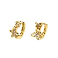 Fashion Three-dimensional Butterfly Diamond Copper Gold-plated Ear Buckle main image 1