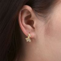 Fashion Three-dimensional Butterfly Diamond Copper Gold-plated Ear Buckle main image 3