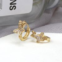 Fashion Three-dimensional Butterfly Diamond Copper Gold-plated Ear Buckle main image 4