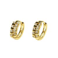 Fashion Inlaid Zircon Geometric Ear Buckle Simple Copper Gold-plated Earrings Female main image 1