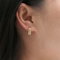 Fashion Inlaid Zircon Geometric Ear Buckle Simple Copper Gold-plated Earrings Female main image 3