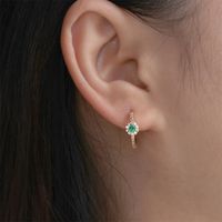 Mode Kupfer Eingelegt Grün Zirkon Kreis Farbe-erhaltenden Ohrring Galvanisieren main image 4