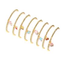 New Color Zirconium Turtle Jellyfish Pendant Copper Gold-plated Bead Elastic Rope Bracelet main image 3