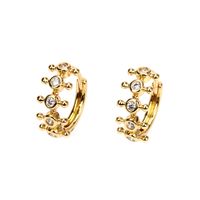 New Copper Inlaid Zircon Gold-plated Geometric Ear Buckle Earrings Wholesale main image 1
