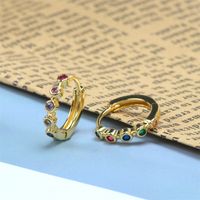 Simple Fashion Hollow Gold Circle Copper Inlaid Colored Diamond Ear Jewelry main image 2