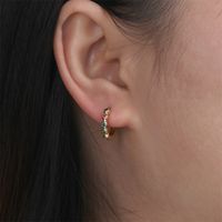Simple Fashion Hollow Gold Circle Copper Inlaid Colored Diamond Ear Jewelry main image 3