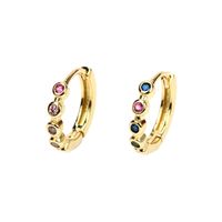 Simple Fashion Hollow Gold Circle Copper Inlaid Colored Diamond Ear Jewelry main image 4