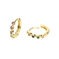 Simple Fashion Hollow Gold Circle Copper Inlaid Colored Diamond Ear Jewelry main image 6