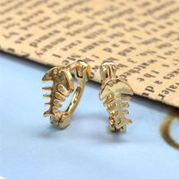 2022 New Copper Gold-plated Fishbone Carved Earrings Female Wholesale main image 4