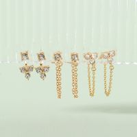 Fashion Jewelry Alloy Glass Chain Set Earrings main image 3