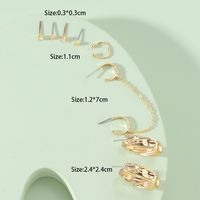 Fashion Jewelry Alloy Glass Chain Bump Earrings Set main image 4