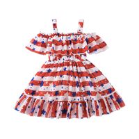 Girls Summer New Suspender Skirt Star Print Fluffy Princess Dress sku image 1