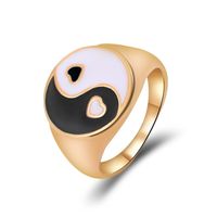 New Retro Dripping Oil Tai Chi Gossip Geometric Multi-color Alloy Ring Jewelry sku image 3