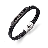 New Retro Leather Jewelry Wholesale Fashion Stainless Steel Cross Bracelet sku image 1
