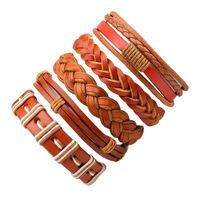 Fashion Diy Five-piece Suit Punk Leather Hand-woven Bracelet sku image 1