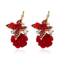 Creative Butterfly Diamond Flower Rose Pendant Earrings sku image 1