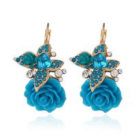 Creative Butterfly Diamond Flower Rose Pendant Earrings sku image 3