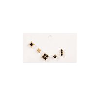 Fashion White Geometric Diamond Dark Black Set Alloy Earrings sku image 1