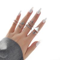 1 Set Fashion Leaf Devil's Eye Snake Alloy Plating Hollow Out Inlay Rhinestones Women's Rings sku image 8