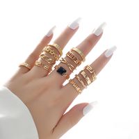 1 Set Fashion Leaf Devil's Eye Snake Alloy Plating Hollow Out Inlay Rhinestones Women's Rings sku image 27