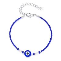 Blue Eye Fashion Flower Crystal Pearl Bead Alloy Bracelet sku image 4