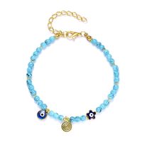 Blue Eye Fashion Flower Crystal Pearl Bead Alloy Bracelet sku image 5