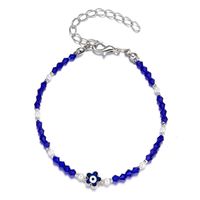 Blue Eye Fashion Flower Crystal Pearl Bead Alloy Bracelet sku image 6