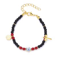 Blue Eye Fashion Flower Crystal Pearl Bead Alloy Bracelet sku image 7