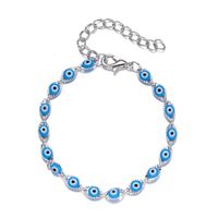 Blue Eye Fashion Flower Crystal Pearl Bead Alloy Bracelet sku image 8