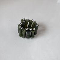Olive Green Jade Bamboo Handmade Elastic Rope Tassel Chain Index Finger Ring sku image 2