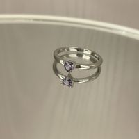 Zircon Fine Fashion Simple Heart-shaped Purple Diamond Alloy Open Ring sku image 2