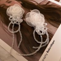 Mode Süße Stoff Blume Perlen Anhänger Ohrringe Für Frauen sku image 2