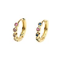 Simple Fashion Hollow Gold Circle Copper Inlaid Colored Diamond Ear Jewelry sku image 1