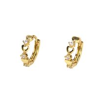 Simple Heart-to-heart Copper Diamond Geometric Ear Buckle Wholesale sku image 1