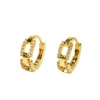 Fashion New Copper Inlaid Zircon Hollow Chain Gold-plated Circle Earrings sku image 1