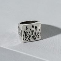 Fashion Jewelry Alloy Men's Vintage Engraving Flame Ring sku image 1