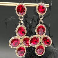 1 Pair Retro Round Metal Inlay Artificial Crystal Gold Plated Women's Drop Earrings main image 4