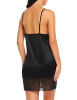 New Erotic Lingerie Black Hollow Lace Solid Color V-sling Nightdress main image 9