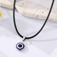 Türkisblaue Augen-anhänger-halskette Silber Bedeckte Auge-leder-seil-halskette main image 3