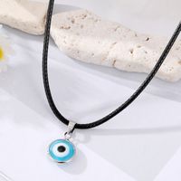 Turkey Blue Eyes Pendant Necklace Silver Covered Eye Leather Rope Necklace main image 4