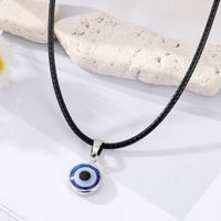Türkisblaue Augen-anhänger-halskette Silber Bedeckte Auge-leder-seil-halskette main image 5