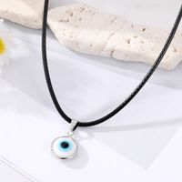 Türkisblaue Augen-anhänger-halskette Silber Bedeckte Auge-leder-seil-halskette main image 6