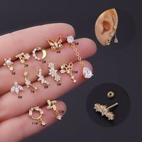 Ear Cartilage Rings & Studs Fashion Flower 316 Stainless Steel  Copper Plating main image 1