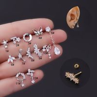 Ear Cartilage Rings & Studs Fashion Flower 316 Stainless Steel  Copper Plating main image 5